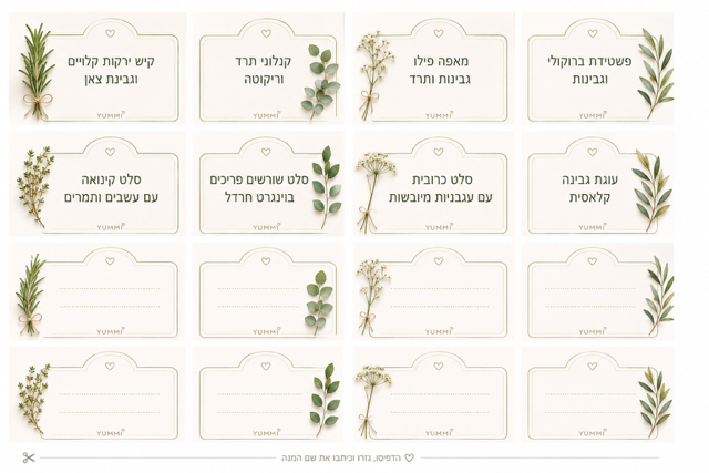 כרטיסיות לשולחן שבועות